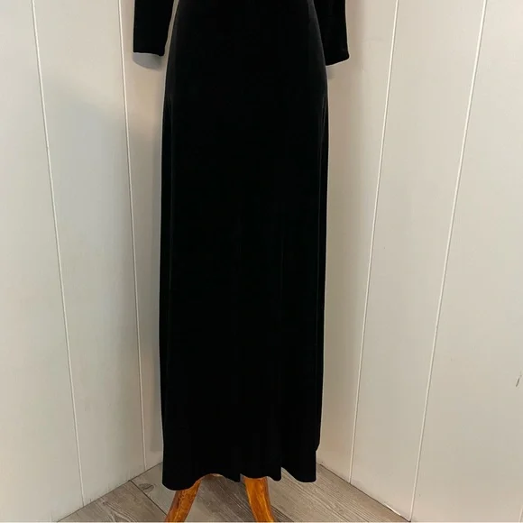 Vintage 90s Velvet Dress‎ Women’s 12 3/4 Sleeve V-Neck - Picture 4 of 12